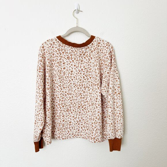 [Lou & Grey] Flower Cozy Cotton Terry Sweatshirt Long Sleeve Crew Neck Sz Medium - Picture 3 of 11